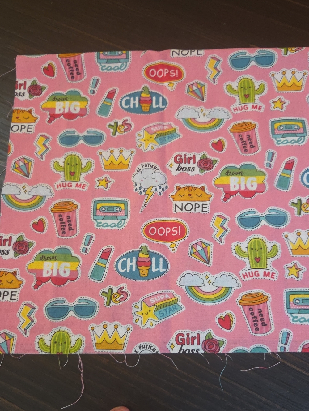 Pink Patterned Fabric w/fun Sayings